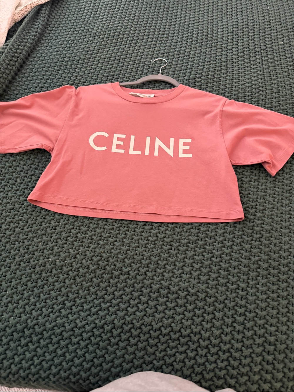 Celine Pink Logo Crop Tee for Kids